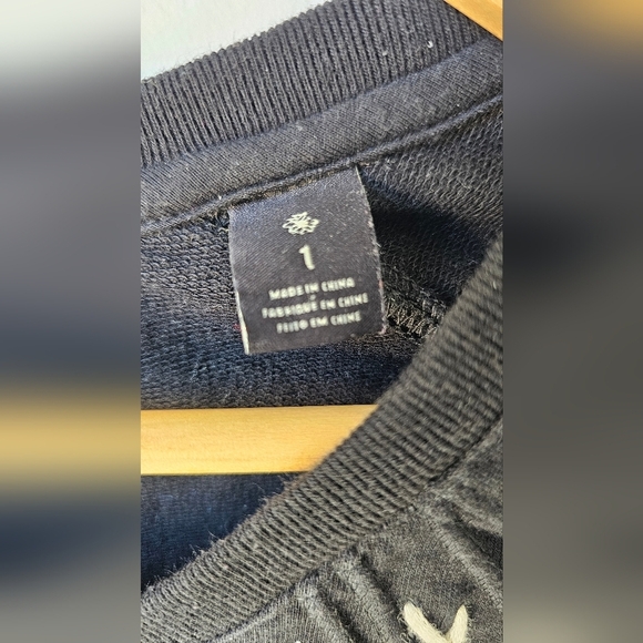 Maison Scotch Black Sweatshirt with White Embroidery Cotton Long Raglan Sleeve S - Picture 4 of 7